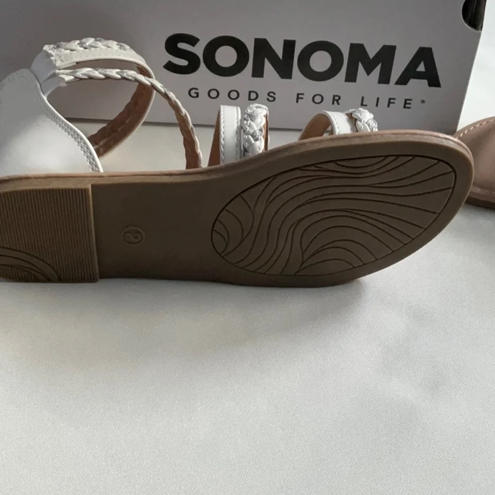 Sonoma White Braided Strap Sandals Girls‎ Size 2